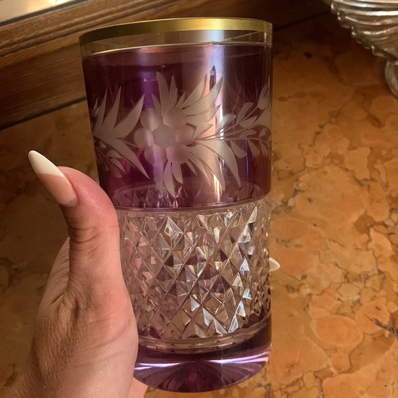 Ebeling & Reuss Amethyst Cut to Clear Crystal Tumbler - Picture 3 of 4